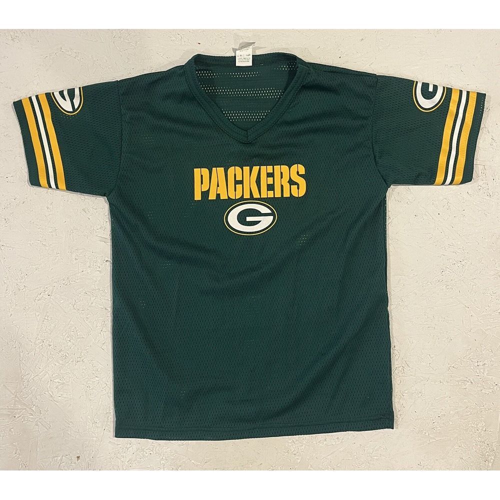 Vintage Green Bay Packers Franklin Sports Mesh Green‎ Yellow Youth M Jersey